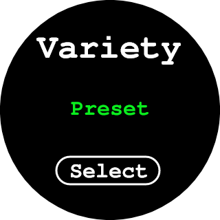 Variety Preset screen with Select
